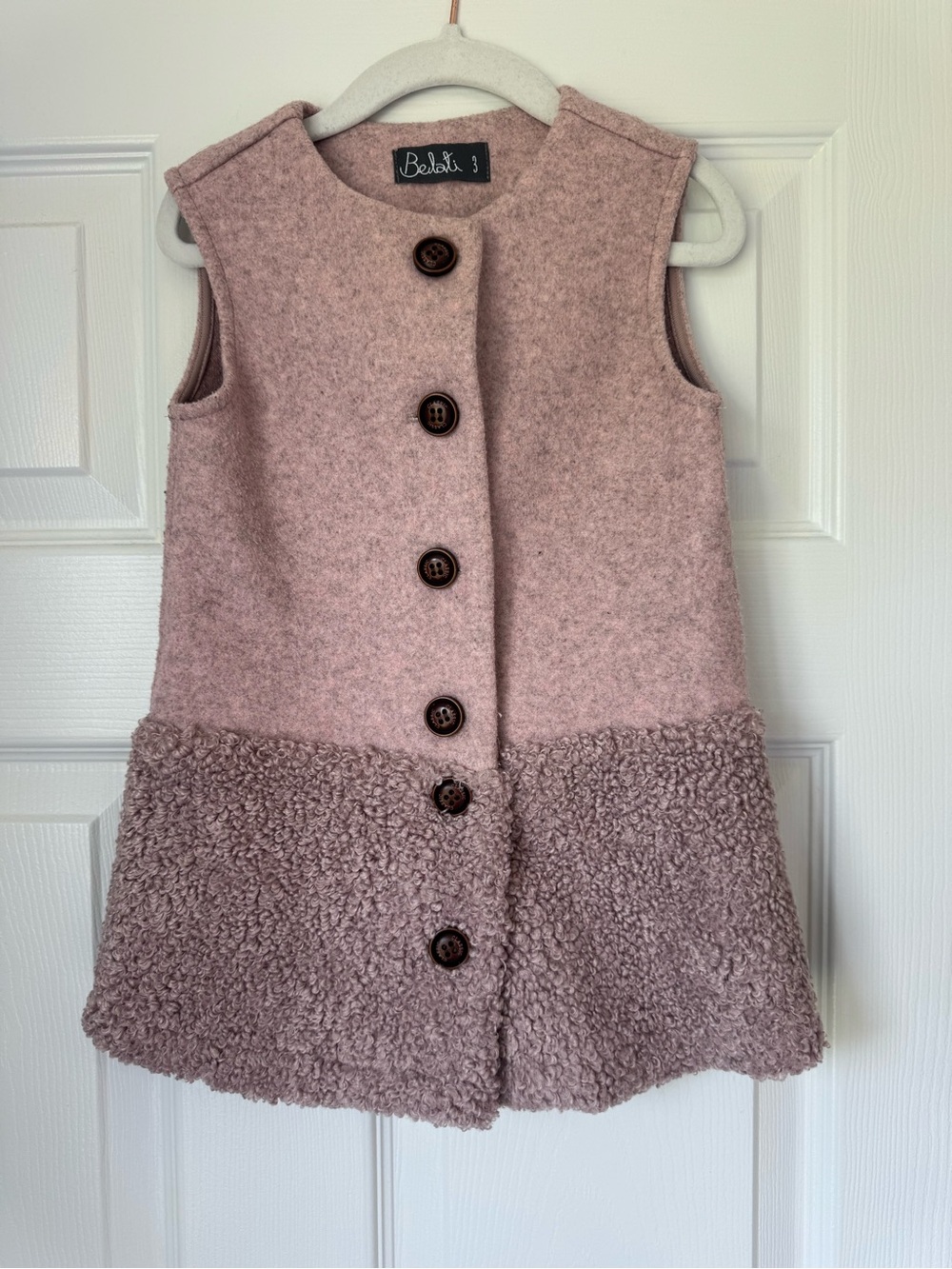Girls' Dusty Pink Two-Texture Button Front Dress